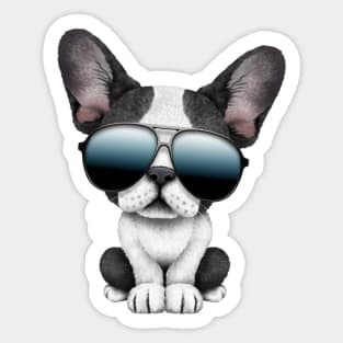 Cute French Bulldog Puppy Wearing Sunglasses Sticker